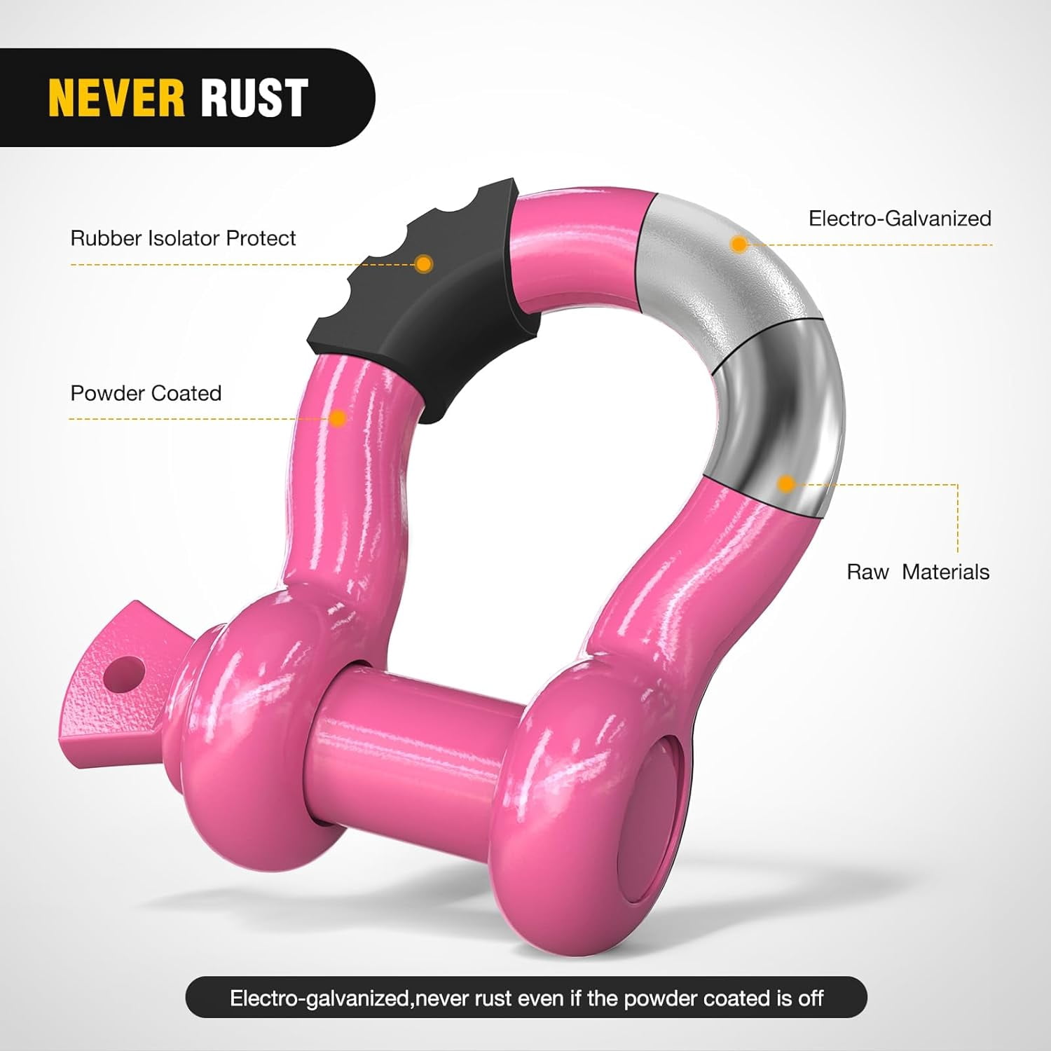 Nilight 2 Pack 3/4" D-Ring Shackle with 7/8" Screw Pin 41,887lbs Break Strength, Heavy Duty Off Road Recovery Shackle with Isolators Washers for Use with Tow Strap, Winch, Off-Road Jeep Truck Vehicle