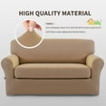 thumbnail image 3 of Easy-Going 2 Pieces Microfiber Stretch Sofa Slipcover Spandex Soft Sofa Couch Cover, Loveseat, Camel, 3 of 7