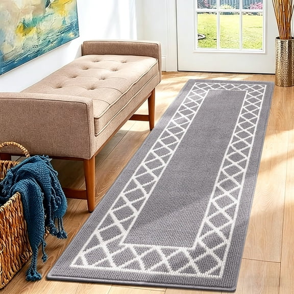 Yamaziot 2'x6' Hallway Runner Rug Washable Kitchen Floor Runners for Hallway Non Skid Entryway Runner Mat Low Profile Inside Doormat Door Rugs for Hallway Laundry Room, Gray