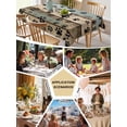 thumbnail image 5 of Dog Paws Table Cloth 60x84 Inch Rectangle, Teal Brown Wood Grain Vintage Waterproof Tablecloth Washable Table Cover for Party Picnic Dinner Decor, 5 of 9