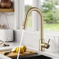 thumbnail image 2 of 1Pc Kitchen Faucet with Pull Down Sprayer, Single Handle High Arc, 360° Swivel Retractable Nozzle, Stainless Steel Ceramic Valve, Matte Black & Brushed Gold, 2 of 10