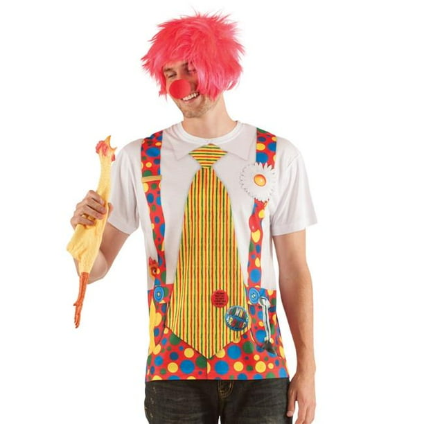 Clown des Hommes avec une Grande Cravate Costume Chemise&44; Multicolore - Grand
