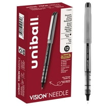 uniball Vision Needle Rollerball Pens, Fine Point (0.7mm), Black Ink, 12 Count