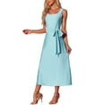thumbnail image 2 of Allegra K Summer Dress Womens Sleeveless Casual Maxi Dress Square Neck Solid Color Waist Strap Long Dresses, 2 of 5