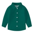 thumbnail image 3 of Auroural Boys Button Down Shirts Long Sleeve Toddler Kids Kids Boys Girl Fashion Cute Solid Color Pocket Print Long Sleeves Casual School Uniform Top Shirt Green 5 Years, 3 of 7