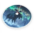 thumbnail image 2 of Christmas Tree Skirt, Aurora Mystical Winter Moose A Christmas Tree Decorations Indoor, Tree Skirts Mat With Tassel Trim for Halloween New Year Holiday Christmas Party Decor 30 Inches, 2 of 7