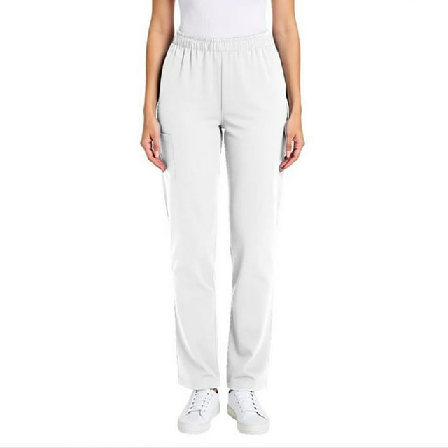 Ailaofu Scrubs for Women Cargo Pant Mid Rise Straight Leg Pull-On Bottom Durable & Easy Care Fabric Fabric