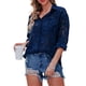 thumbnail image 2 of SAYOO Camisas elegantes para mujer, blusa de gasa con botones de manga larga de jacquard de color puro SAYOO  S M L XL XXL, 2 of 5