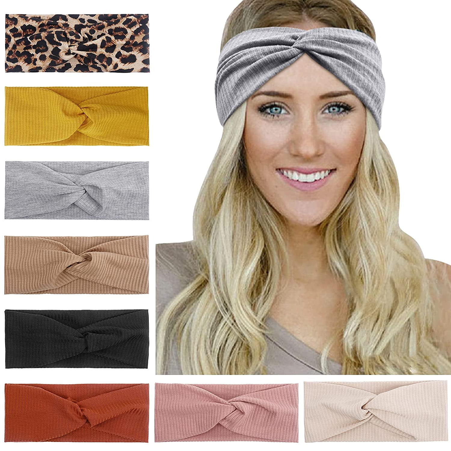 Torubia Turban Headbands For Women Twist Wide Hair Bands Cute Fashion Hair Accessories Summer 8 Pack Multicolor 30cm