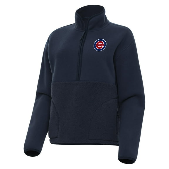 Women's Antigua Navy Chicago Cubs Figure Half-Zip Sweatshirt