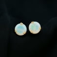 thumbnail image 3 of Rosec Jewels 4 CT Ethopian Opal Solitaire Stud Earrings for Women (8 MM Round Cut Ethopian Opal), 10K Yellow Gold, 3 of 10