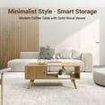 thumbnail image 3 of Manxile Fluted Coffee Table with Storage, Modern Coffee Tables with Tambour Door for Living Room, Natural, 3 of 7