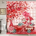 thumbnail image 4 of Valentines Day Shower Curtain, Happy Valentine's Day Gnomes Truck Shower Curtain for Bathroom Set, Valentine Love Tree Romantic Heart Balloons Fabric Shower Curtain with 12 Hooks, 70X70IN, 4 of 4