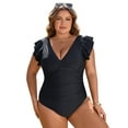 thumbnail image 6 of Women's Plus Size Bathing Suit One Piece Tummy Control Swimsuit Full Coverage Retro Ruffle Swimwear, 6 of 13