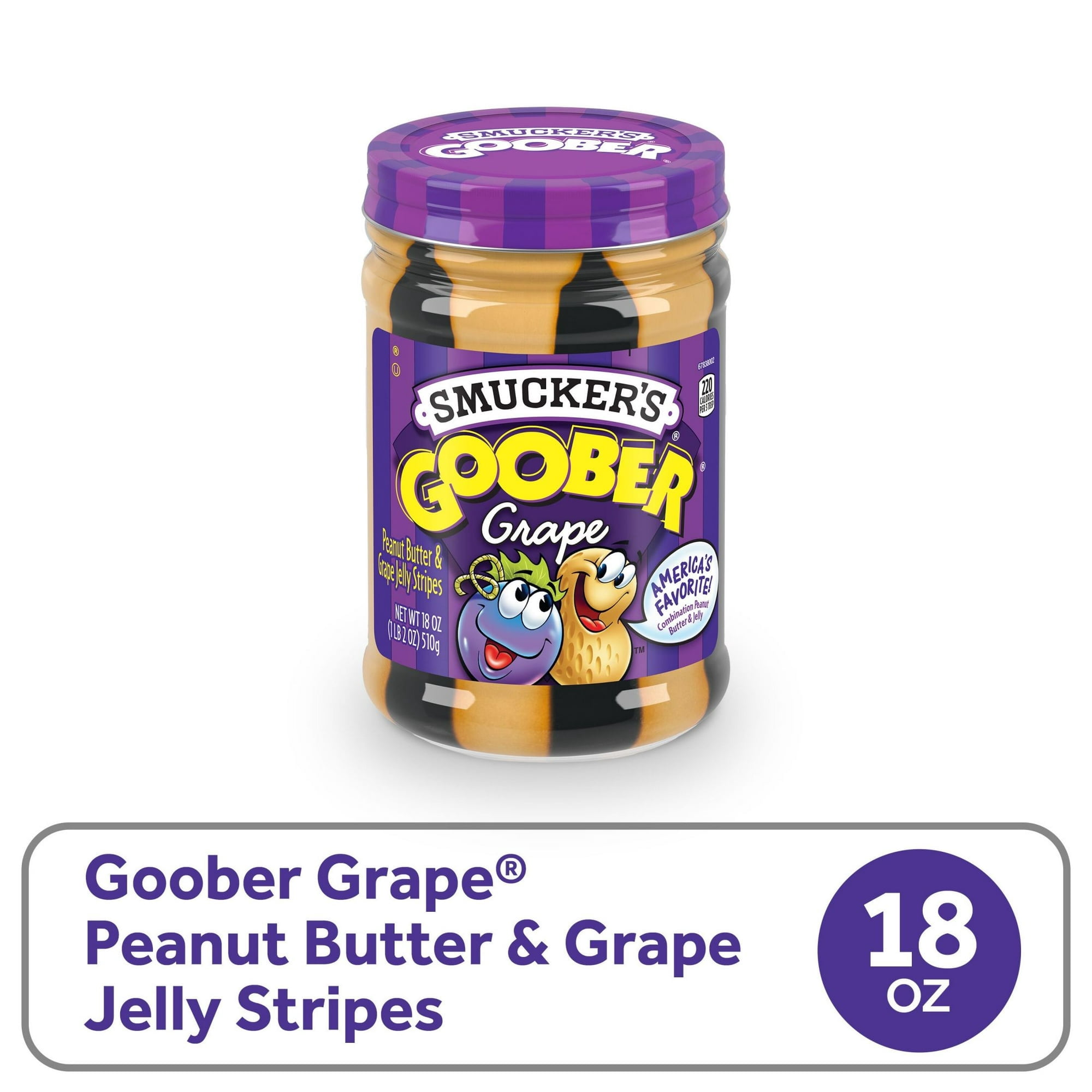 Smucker’s Goober Grape, Peanut Butter & Grape Jelly Stripes, 18 oz Jar