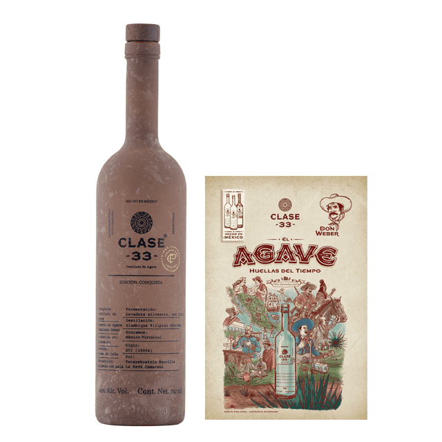 Destilado de Agave Clase 33 Conquista Blanco 750 Ml y Cómic Clase 33 Destilado de Agave