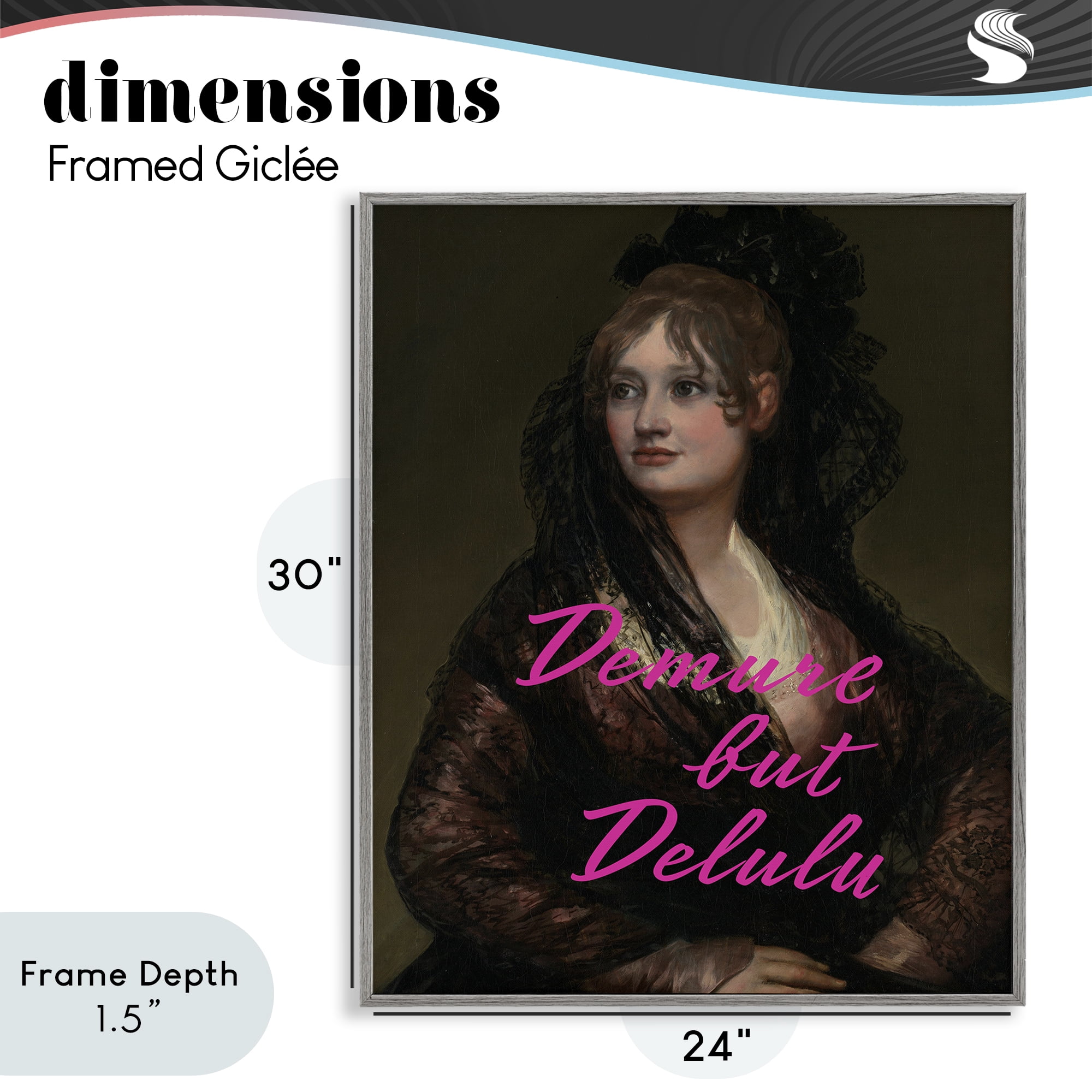 Stupell Industries Iconic Demure But Delulu Gray Framed Giclee Art, design by Grotto Studios