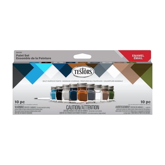 Testors Military Assorted Solvent-Based Paint Set Exterior and Interior 0.25 oz -