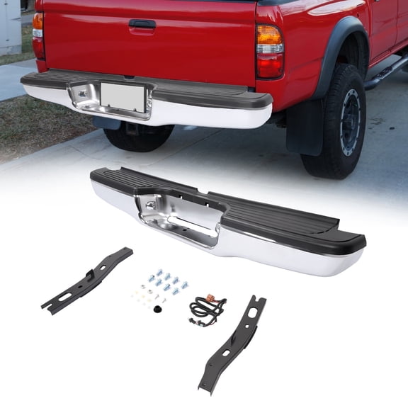 KOJEM Complete Rear Bumper Step, Fit for 1995-2004 Toyota Tacoma, Chrome Silvery, Powder Coated Assembly