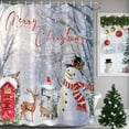 thumbnail image 3 of Merry Christmas Shower Curtain, 72" x 72", Xmas Tree Snowman Elk Winter Bird Waterproof Bathroom Curtain Washable Shower Curtain Set with 12 Hooks, 3 of 6