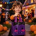 thumbnail image 4 of Halloween Treat Bags,Reusable Goodie Gift Bags With Handles For Trick Or Treat Candy And Party Favors,Character Print Tote Bags For Classroom Costume Party October Holiday Supplies And Decor(purple), 4 of 6