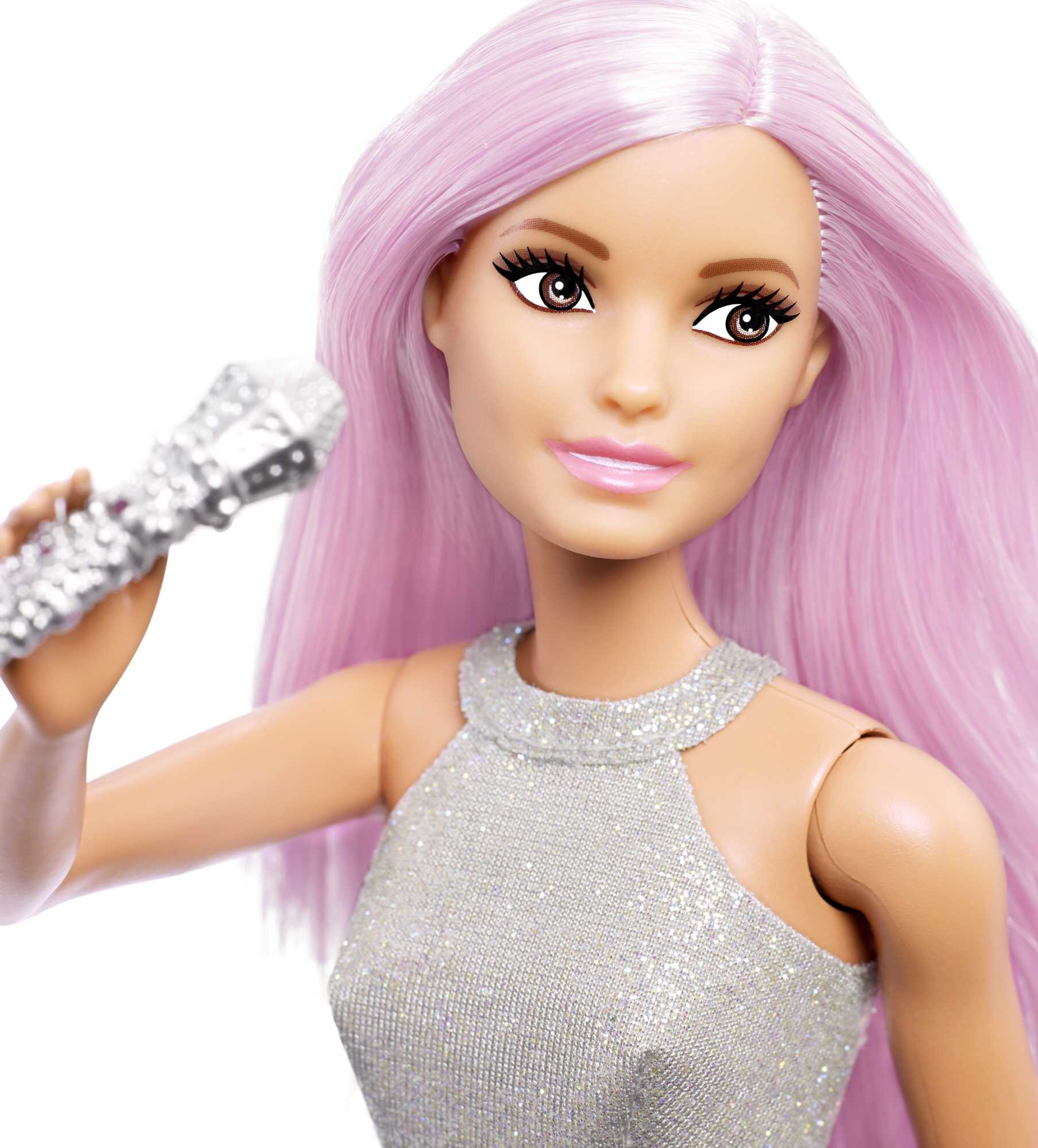 Barbie Pop Star Fashion Doll Dressed in Iridescent Skirt with Pink Hair & Brown Eyes - image 3 of 6
