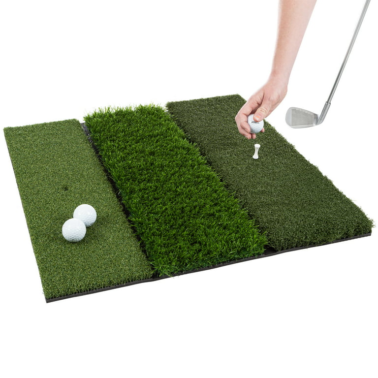 3-Level Turf Golf Mat - 24x24 Golf Training Mat with Fairway, Rough, and  Driving Turf - Golf Practice Equipment with 6 Practice Tees by Wakeman 