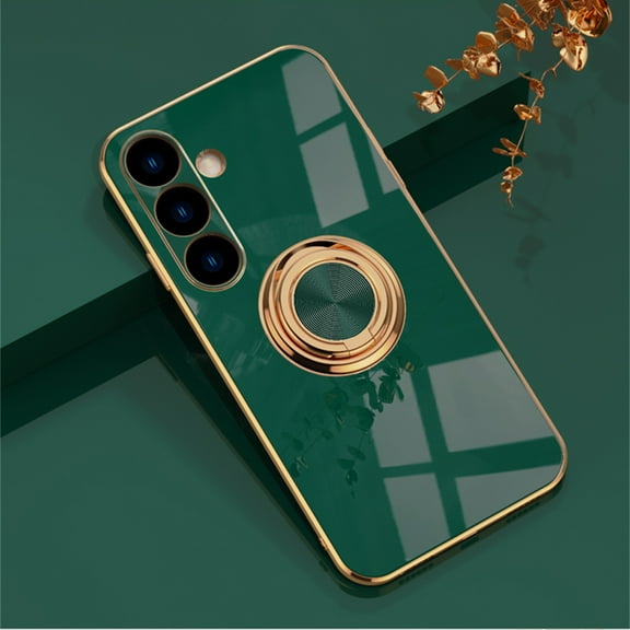 Allytechgroup Galaxy S23 FE Case with Stand, Ring Holder Shockproof Classic PC Back Cover Kickstad Bumper Anti-Scratch Phone Case for Samsung Galaxy S23 FE, Darkgreen