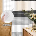 thumbnail image 3 of No Hook Shower Curtain, Black Grey Stripe Shower Curtains for Bathroom with See Through Top Window, Modern Art Horizontal Striped Waterproof & Washable Bath Curtain Extra Long 72"x96", 3 of 9