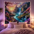 thumbnail image 2 of Turquoise River and Rainbow Waterfall in Enchanted Valley, Serene Digital Art for Nature Lovers, Landscape Wall Art, Housewarming Gift, Tapestry Wall Hanging for Bedroom and Living Room, 2 of 7