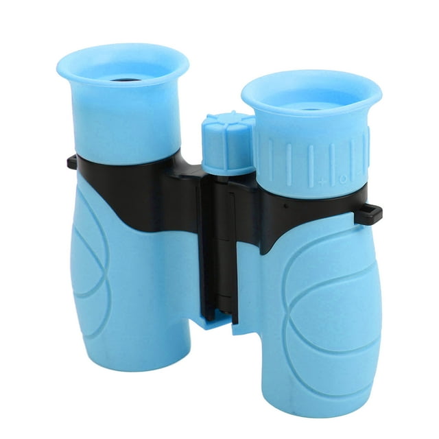 Prismáticos para niños con aumento de 8X, lentes ópticas de vidrio de caucho natural, miniprismáticos portátiles duraderos de alta claridad, color azul