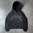 thumbnail image 2 of Sudadera con capucha con cremallera para hombre, chaqueta informal con estampado de letras y estrellas góticas, estilo retro americano, novedad de 2023, 2 of 3