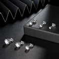 thumbnail image 6 of Beautlace 3-8 Mm Stainless Steel White Zircon Earrings Studs,6 Pair Studs Round 316L Stud Earrings For Women, 6 of 7