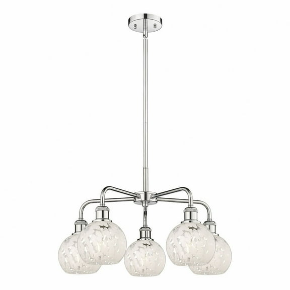 Innovations Lighting - White Mouchette - 5 Light Stem Hung Chandelier In Modern