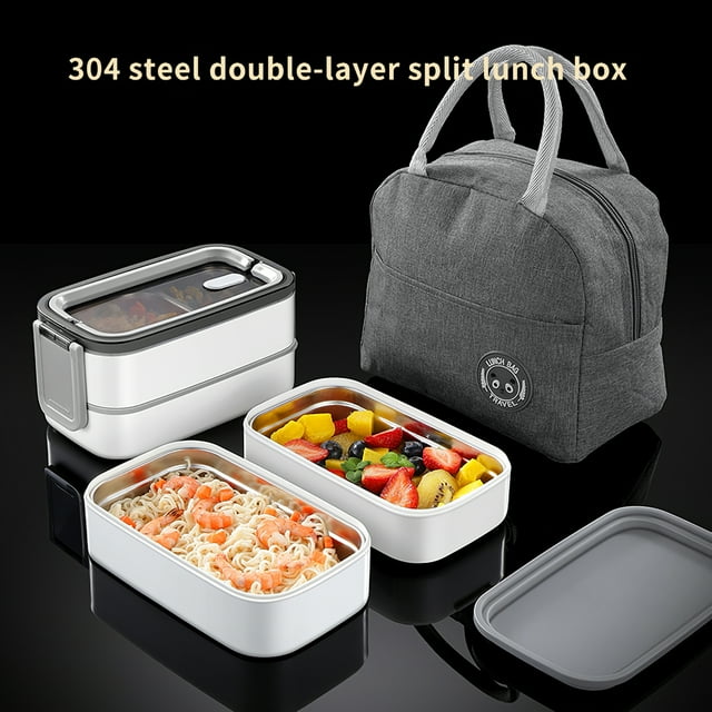 Baohd Heated Lunch Box Double Layers Insulated Lunch Container Leak-Proof Thermal Bento Box Every Parts Detachable Meal Heater with Handle