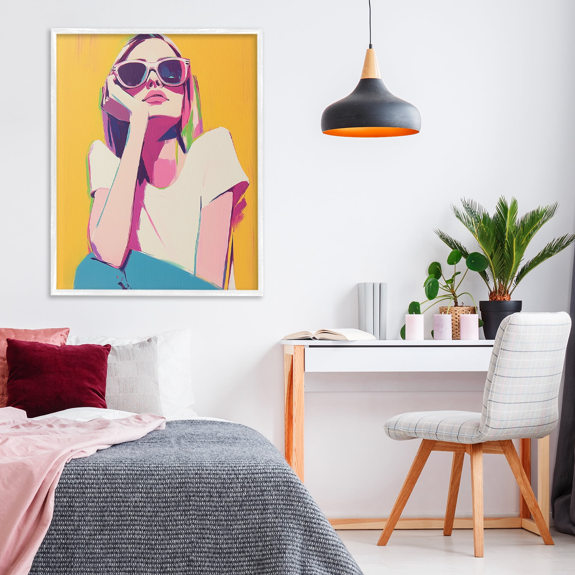 Stupell Industries Chroma Shades Girl White Framed Giclee Art, design by Walker Noble