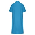 thumbnail image 5 of Jinhomg Womens Button Down Shirt Dresses Lightweight Comfy Cotton Linen Dress Casual Loose Solid Short Sleeve Vacation Dresses Spring Saving Blue XXL, 5 of 7