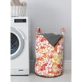 thumbnail image 3 of Orange Laundry Bag, Fantasy Watercolor Backdrop with White Hibiscus Blossoms Leaves Aloha Jungle, Basket with Handles Drawstring Closure for Laundromats, 13" x 19", Yellow Coral White, by Ambesonne, 3 of 4