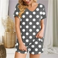 thumbnail image 2 of 2 Piece Sets for Women Fashion Polka Casual Home Two-piece V-neck Top With Pocket Shorts Set, 2 of 6