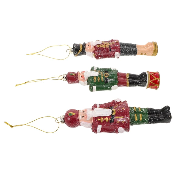 Luxshiny 3Pcs Collectible Nutcracker Ornaments Plastic Hanging Decorations Assorted Colors for Xmas Home