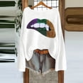 thumbnail image 2 of IWRICH Mardi Gras Shirts for Women Long Sleeve Crew Neck Lips Printed Sweatshirts Carnival Tops Spring Fashion Clothes White S, 2 of 3