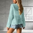 thumbnail image 4 of WMTBSRSW Womens Crochet Cardigans Duster Lace Up Long Sleeve Open Front Shrugs for Dresses Summer Boho Beach Cover Ups Sky Blue Medium, 4 of 5
