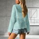 thumbnail image 4 of Mujeres de la Moda de la Playa Casual Color Sólido Hueco de Verano de Punto Cardigan Humo para la Primavera Y el Verano, 4 of 5