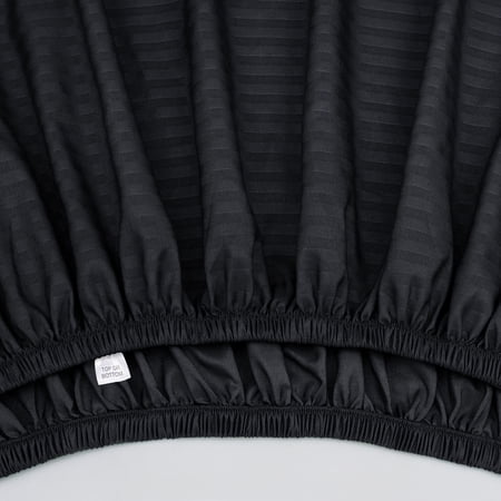 MAINSTAYS SUPER SOFT BRUSHED MICROFIBER BED SHEET SET, RICH BLACK EMBOSSED STRIPE, FULL, 4 PIECE