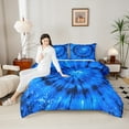 thumbnail image 4 of Manfei Trippy Watercolor 3-Piece Full Size Comforter Sets,Black Blue Bedding Comforter Set,Tie Dye Lightweight Bedding Sets,Breathable Abstract Home Decor,Reversible, 4 of 8