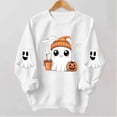 thumbnail image 5 of Kiijoy Halloween Girls Graphic Sweatshirt Crewneck Pullover, White, Sizes 9-10Y, 5 of 6