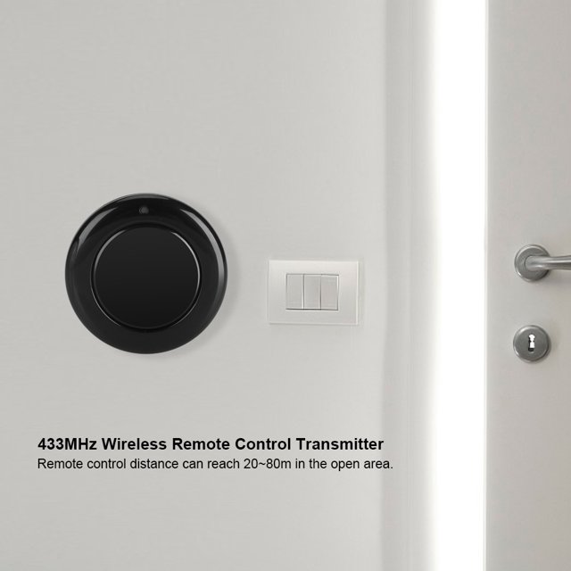 Peahefy Télécommande Sans Fil Ronde 433MHz RF EV1527 Émetteur 1 Bouton Régule Mural, Émetteur, Télécommande Sans Fil