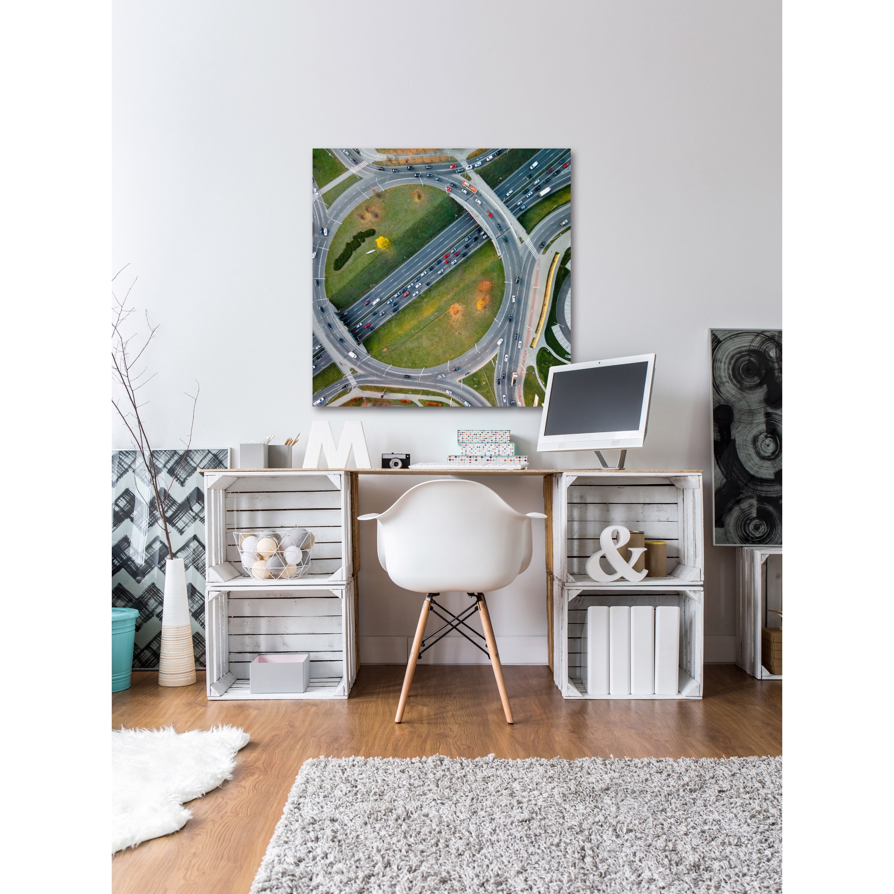 Marmont Hill "Traffic Circles" by Karolis Janulis Painting Print on Wrapped Canvas