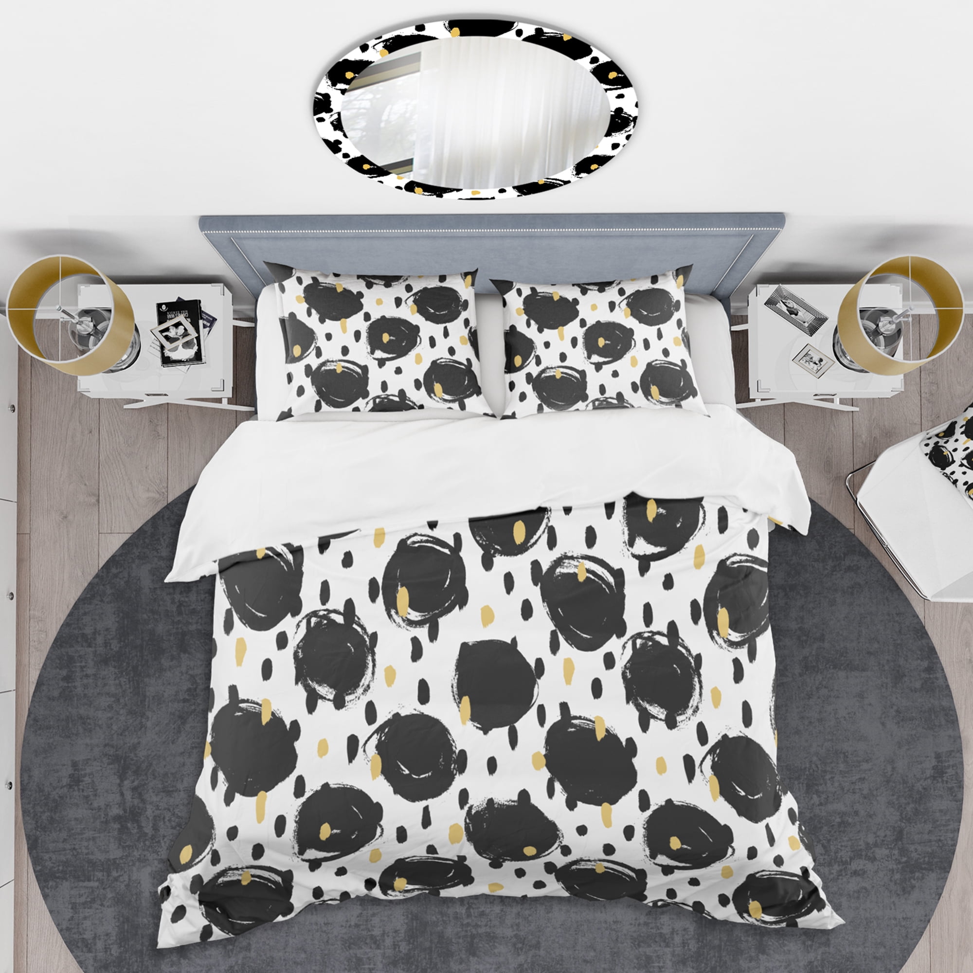 Designart 'Monochrome Geometric Pattern V' Mid-Century Modern Duvet Cover Set