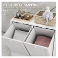 thumbnail image 4 of Tilt-Out 2-Compartment Laundry Hamper, Modern Clothing Storage Basket, Hamper Cabinet for Bathroom, Laundry Room, White, 4 of 9